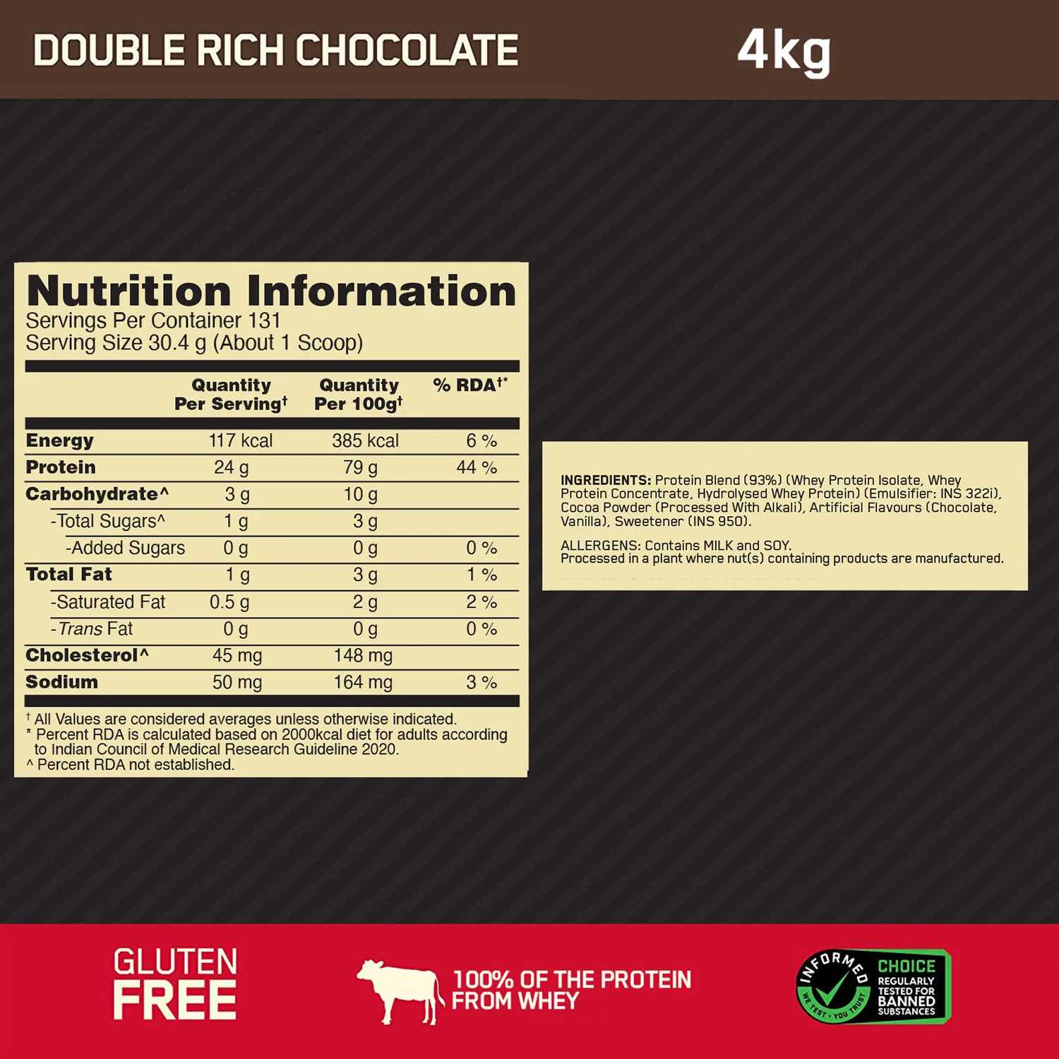 Gold Standard 100% Whey 4 KG Double Rich Chocolate + Pre Workout Green Apple - Image 9