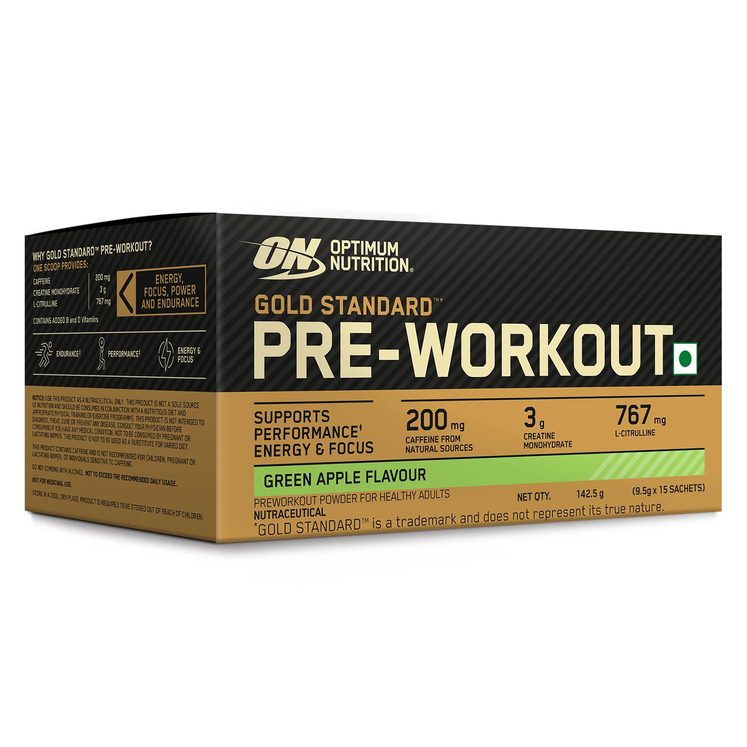 Optimum Nutrition (ON) Gold Standard Pre-Workout- 142.5g/15 single serve packs (Fruit Punch Flavor), For Energy, Focus, Power, Endurance & Performance and Optimum Nutrition Gold Standard Pre-Workout- 142.5g/15 single serve packs (Green Apple Flavor) - Image 13