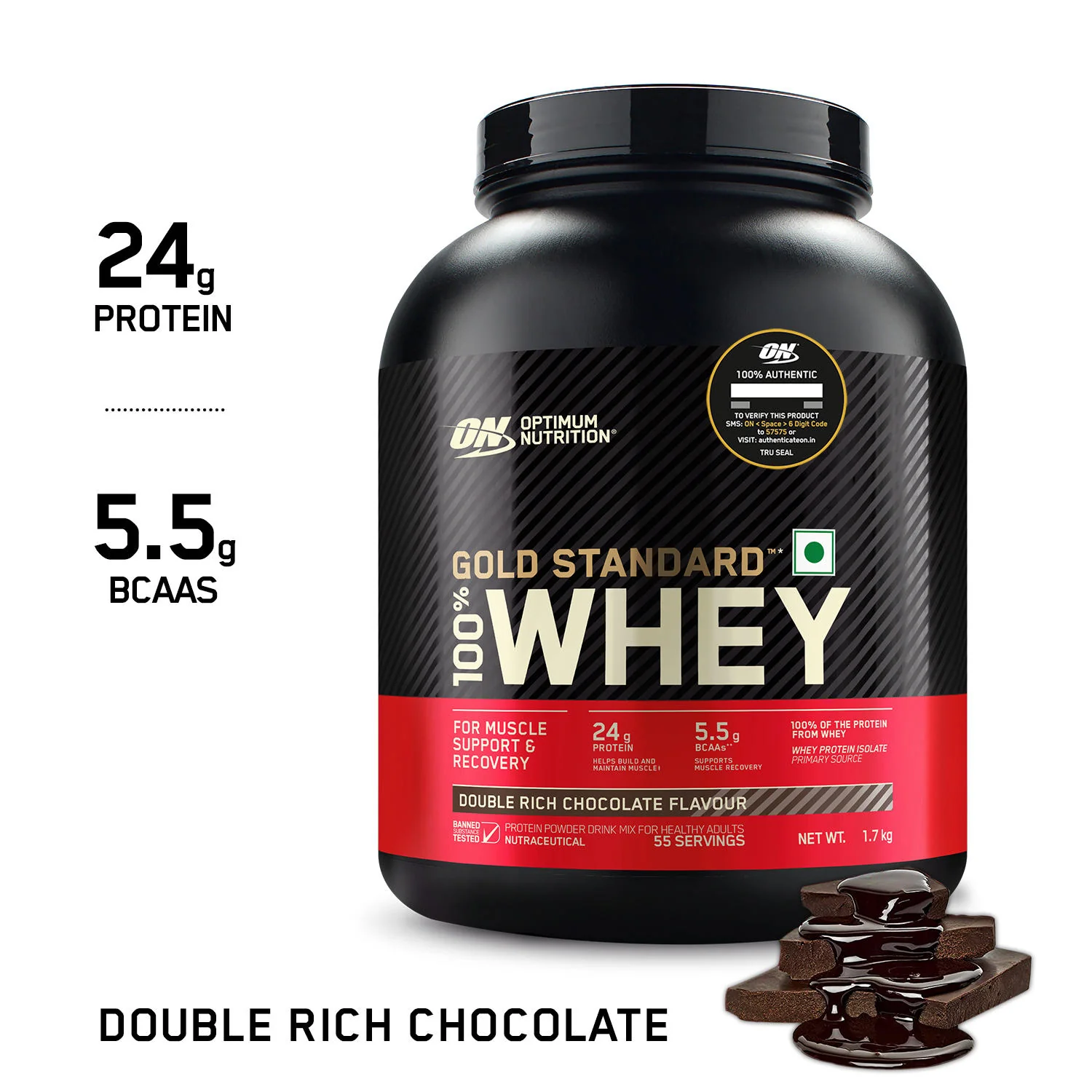Gold Standard 100% Whey Protein Powder Double Rich Chocolate 1.7 kg + Pre Workout Green Apple - Image 9