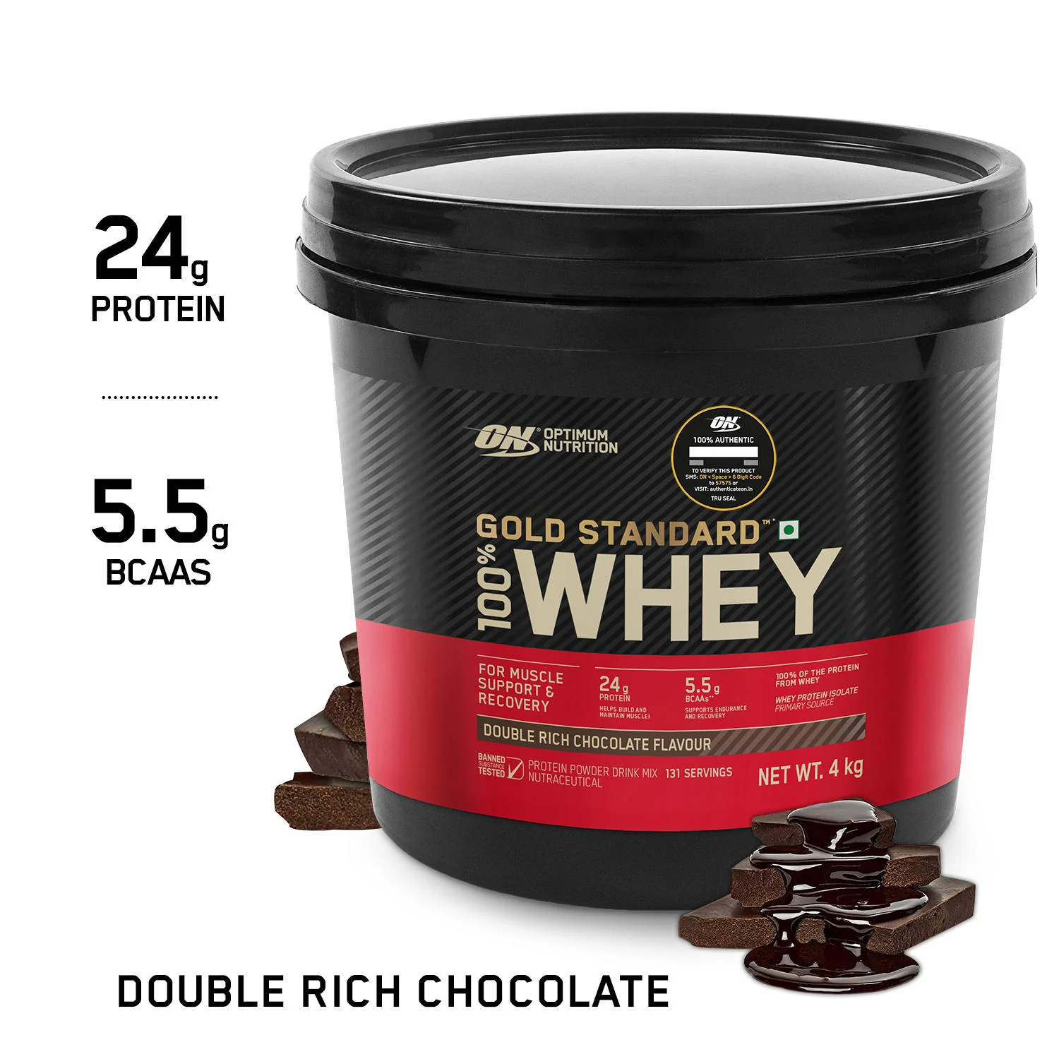 Gold Standard 100% Whey Protein Powder  Double Rich Chocolate  4 kg and Micronised Creatine Powder  Unflavoured  250 g - Image 5