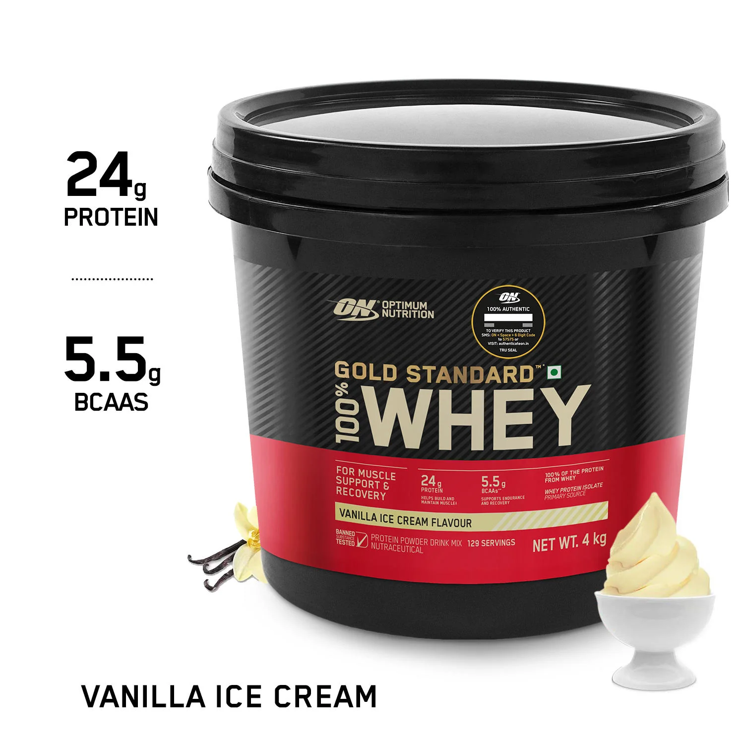 Gold Standard 100% Whey Protein Powder  Vanilla Ice Cream 4 kg + Multivitamin for MEN- 60 Tablets + Zinc Magnesium Aspartate (ZMA) - 60 Capsules + Fish Oil - 60 Capsules - Image 8