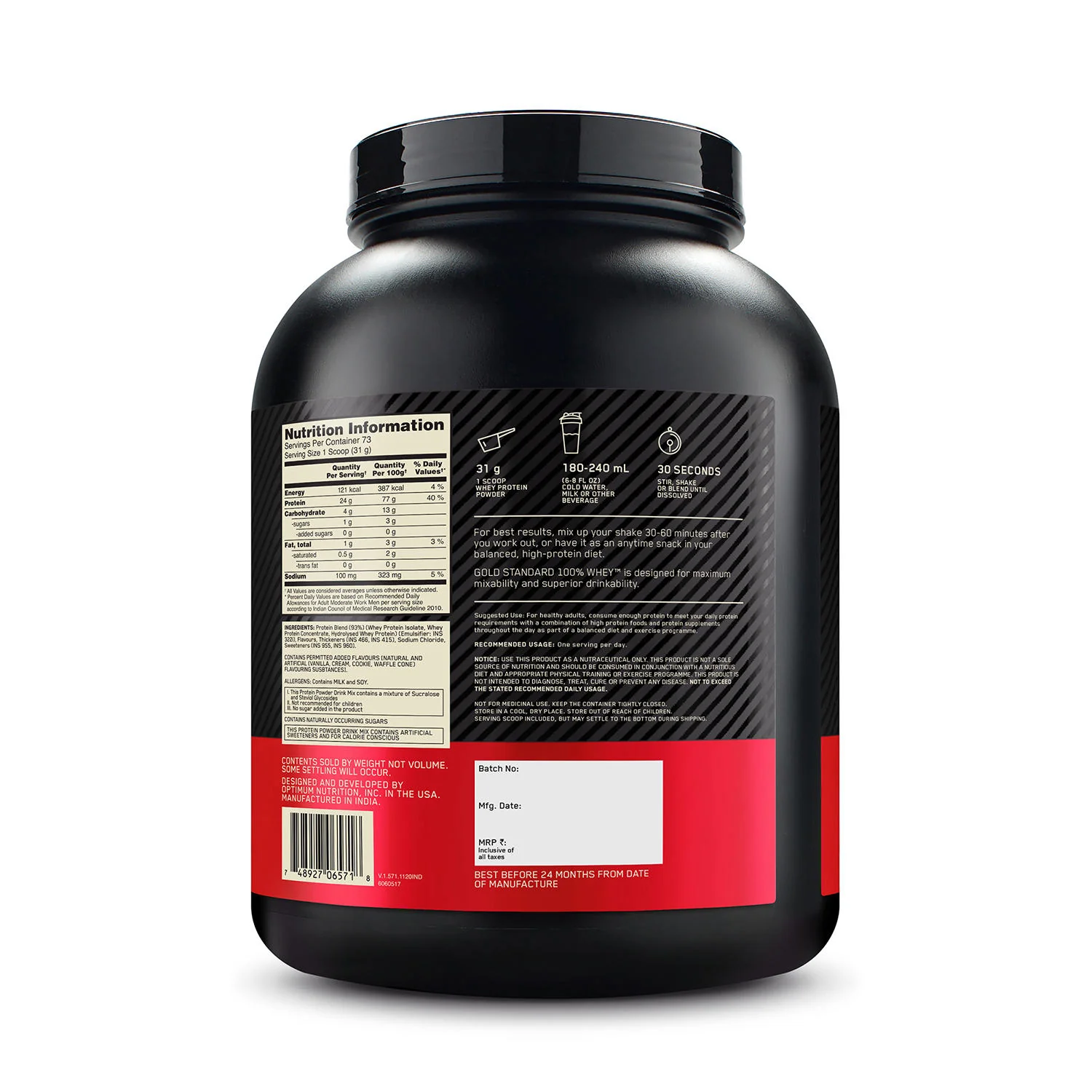 Gold Standard 100% Whey Protein Powder Vanilla Ice Cream 5 lbs + Pre Workout Green Apple - Image 11