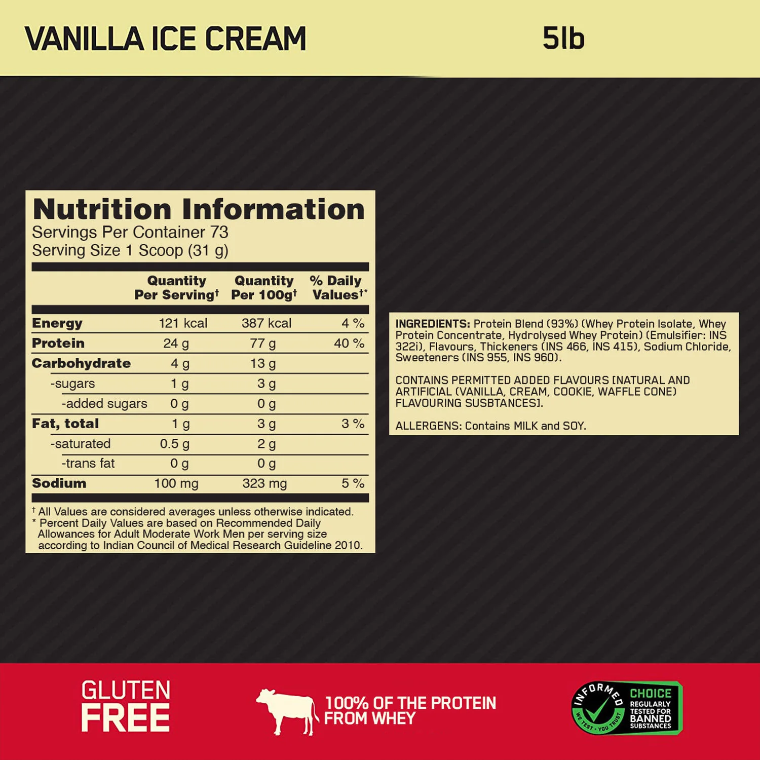 Gold Standard 100% Whey Protein Powder Vanilla Ice Cream 5 lbs + Pre Workout Green Apple - Image 9