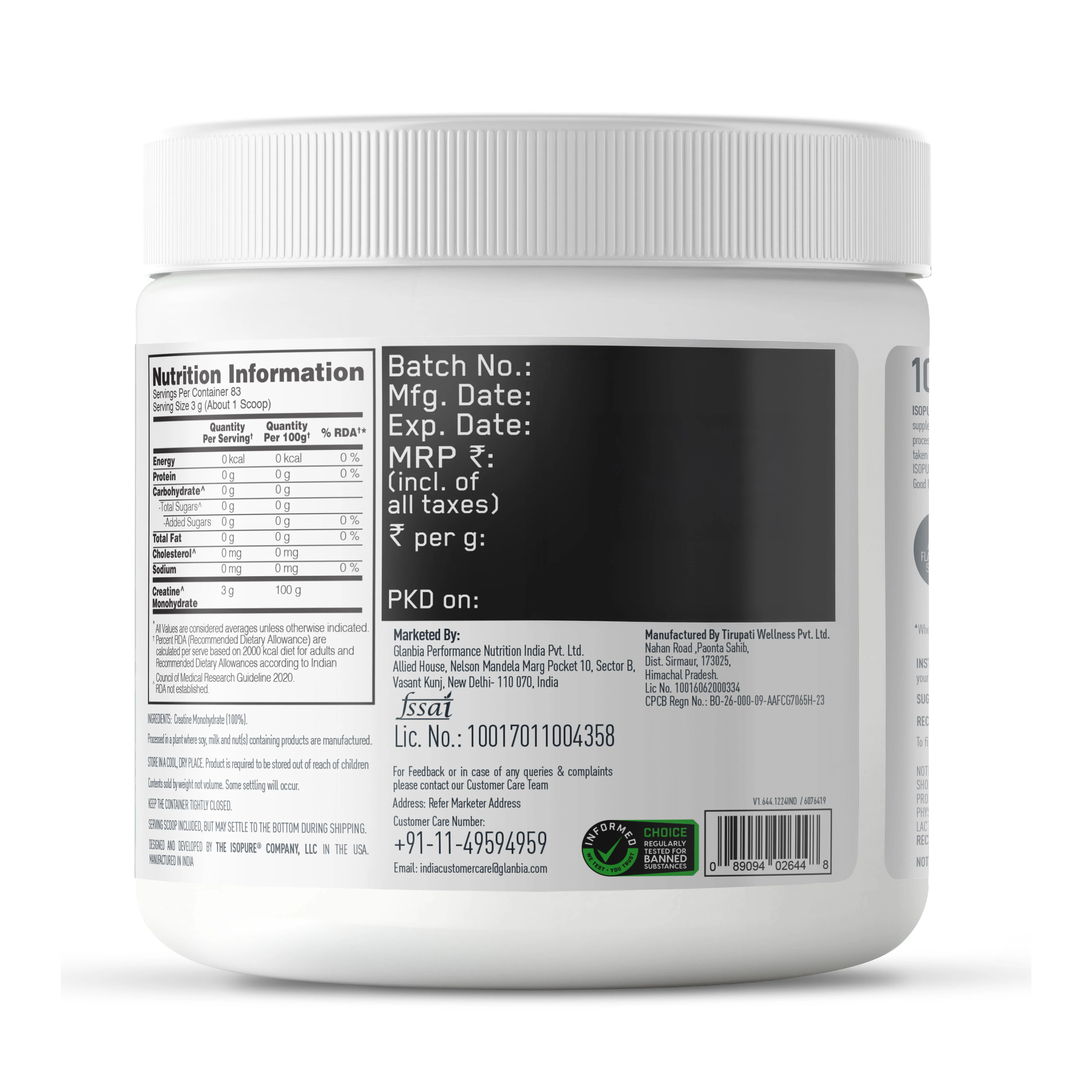 Isopure 2 kg Chocolate + Isopure 100% Creatine Monohydrate Micronized, 250g - Image 21