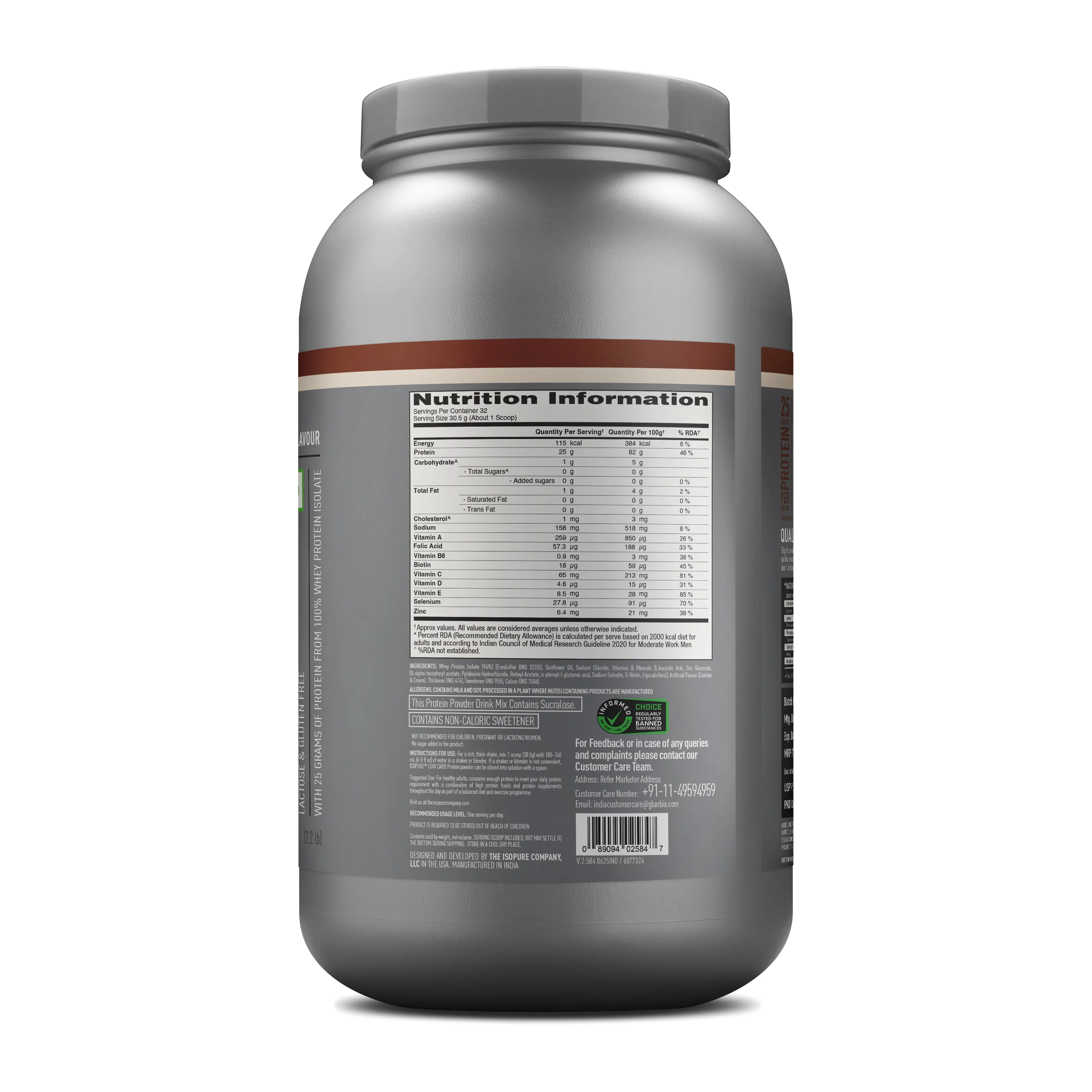 Isopure Cookies & Cream - 1kg / 2.2lb (Low Carb, Lactose-Free, Zero Added Sugar) - Image 10