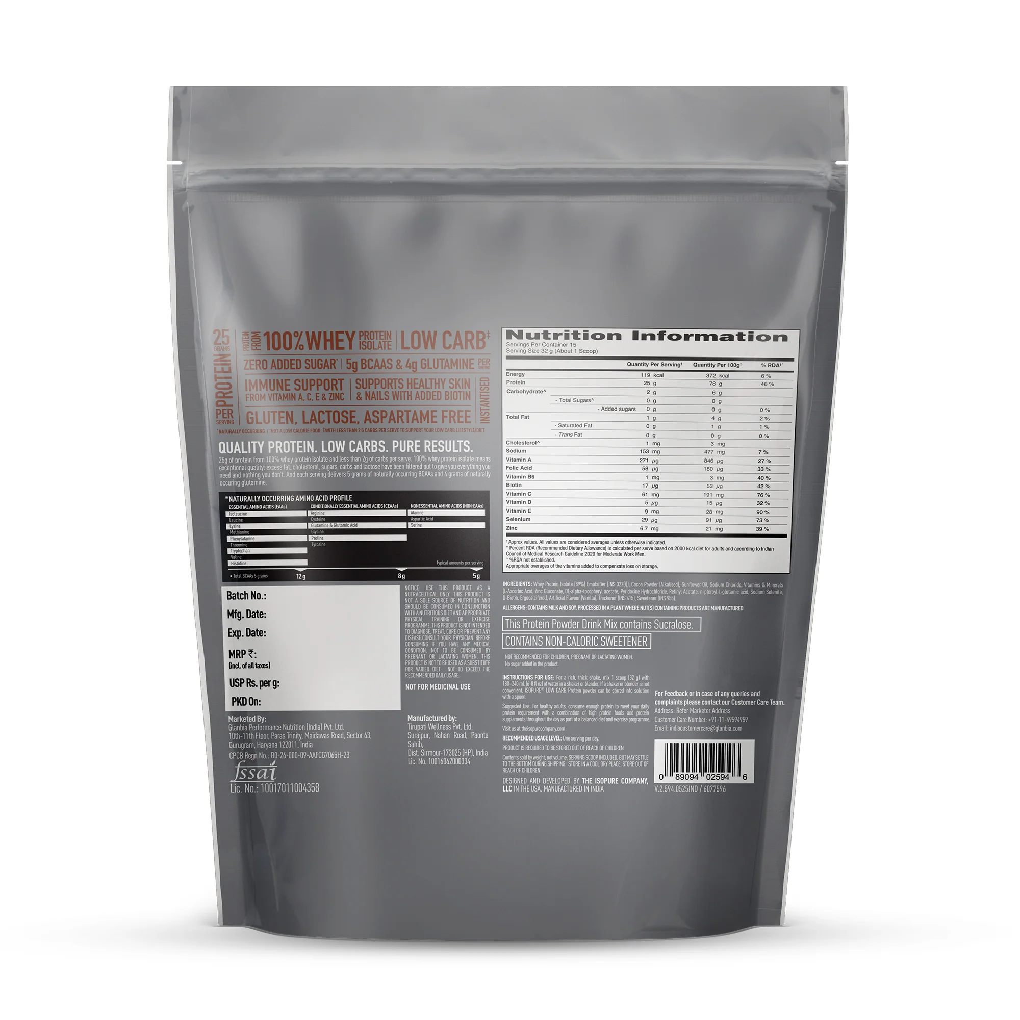 Isopure Dutch Chocolate - 500g / 1.1lb (Low Carb, Lactose-Free, Zero Added Sugar) - Image 10