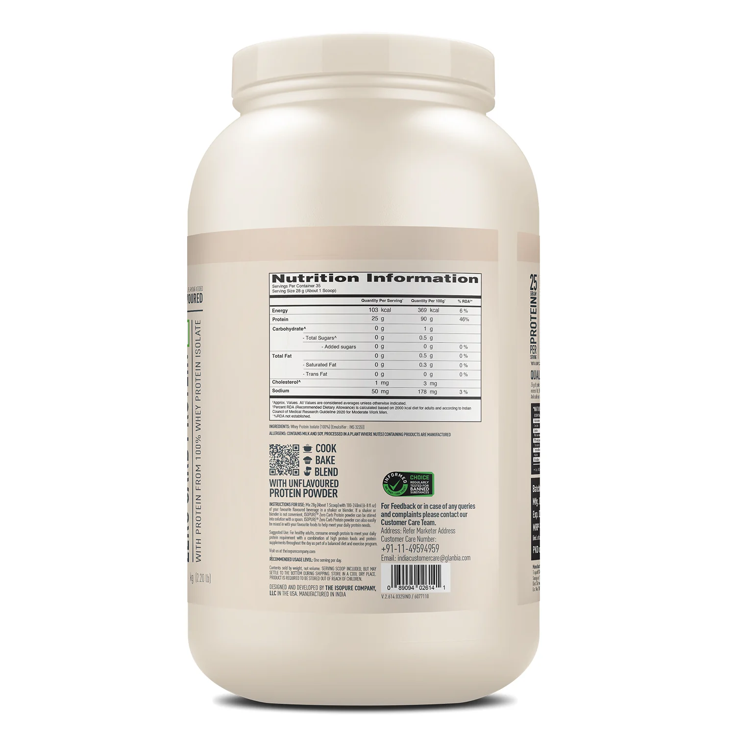 Isopure Zero Carb Protein 1 kg / 2.2 lbs (Unflavoured) - Image 11