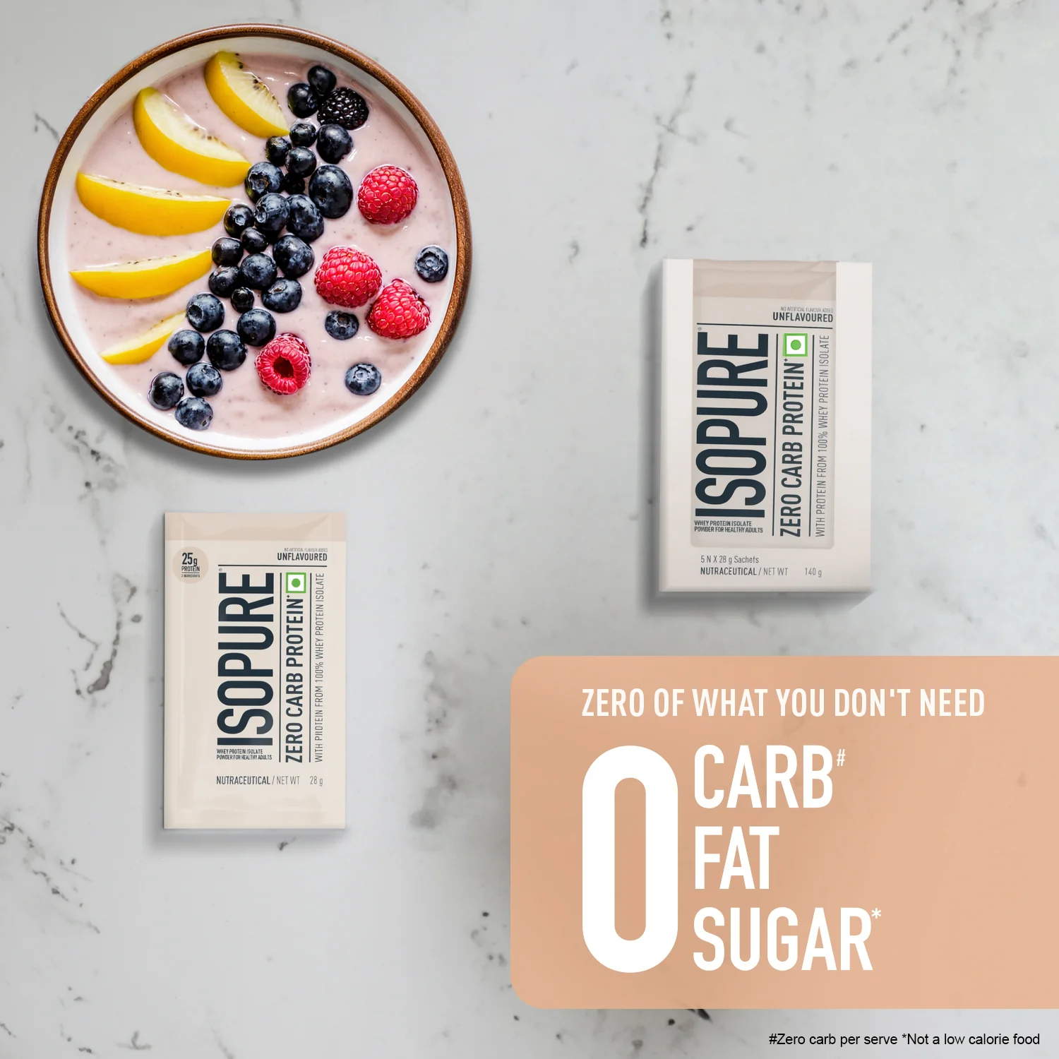 Isopure Zero Carb Unflavored Whey Isolate Protein Powder- Pack of 5 single serve sachets - Image 8