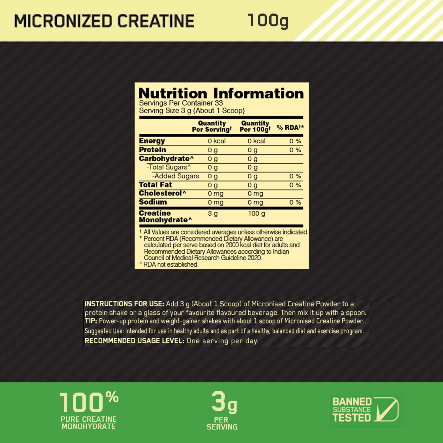 Micronized Creatine Powder | Unflavoured | 100 g + Zinc Magnesium Aspartate (ZMA) - 60 Capsules - Image 6