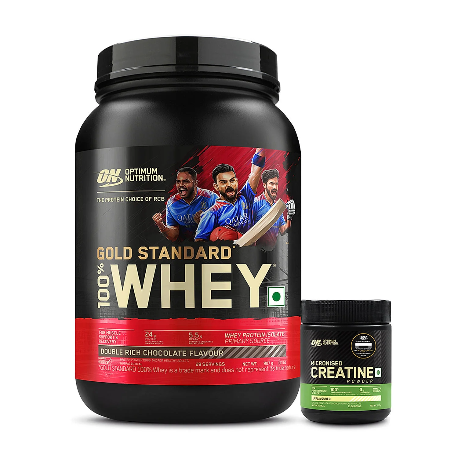 Muscle Gain Gift Box: Gold Standard 100% Whey Double Rich Chocolate 2 lbs + Creatine 100g + Steel Shaker - Image 3