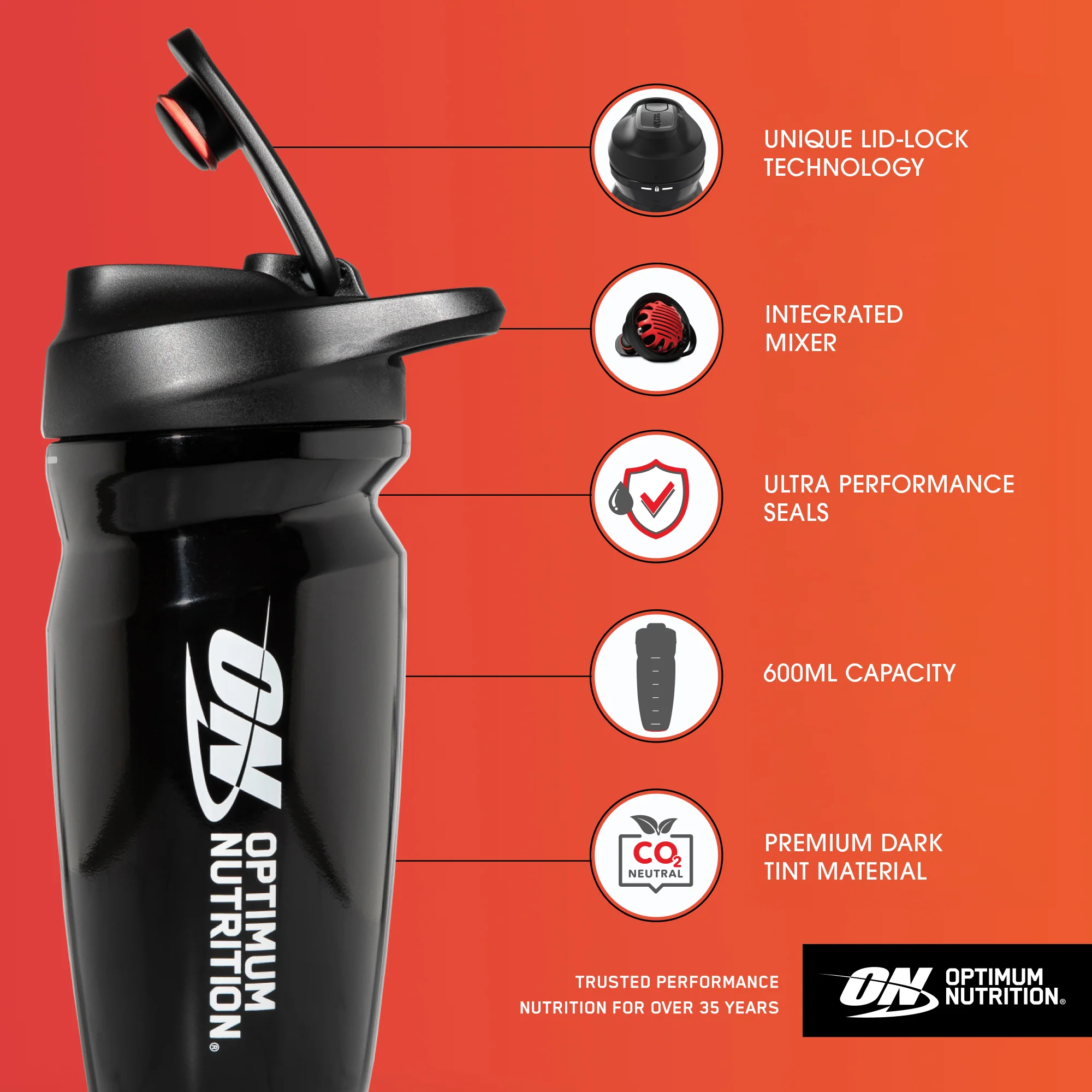 Optimum Nutrition Opti-Lock Shaker , 600 ml - Image 8