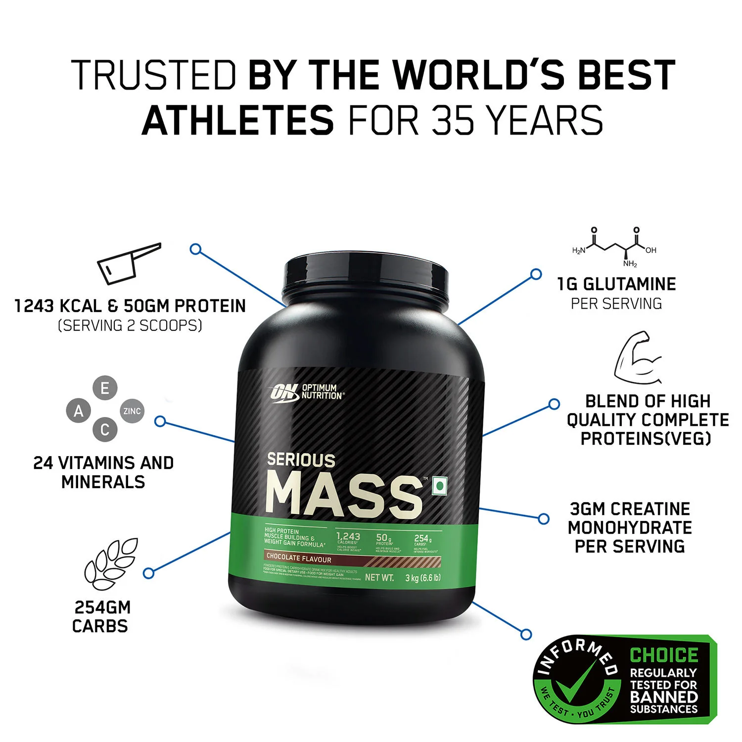 Serious Mass Weight Gainer - Vanilla flavour - 1KG - Image 3