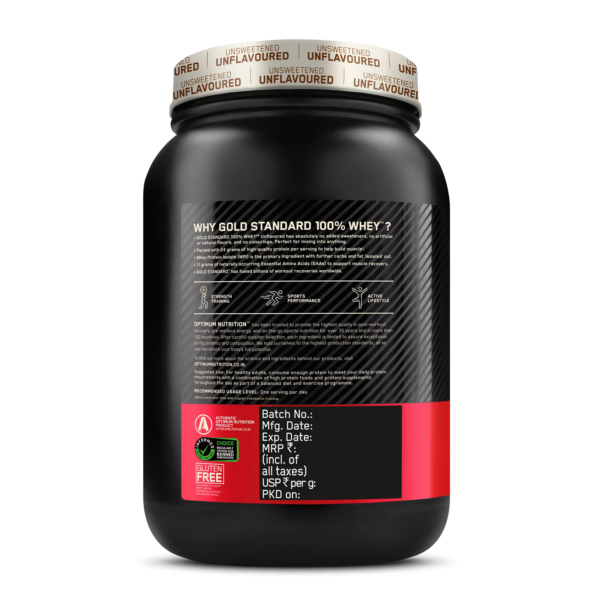 Unflavoured Optimum Nutrition (ON) Gold Standard 100% Whey Protein Powder - 2 lb, 907 g - Image 17